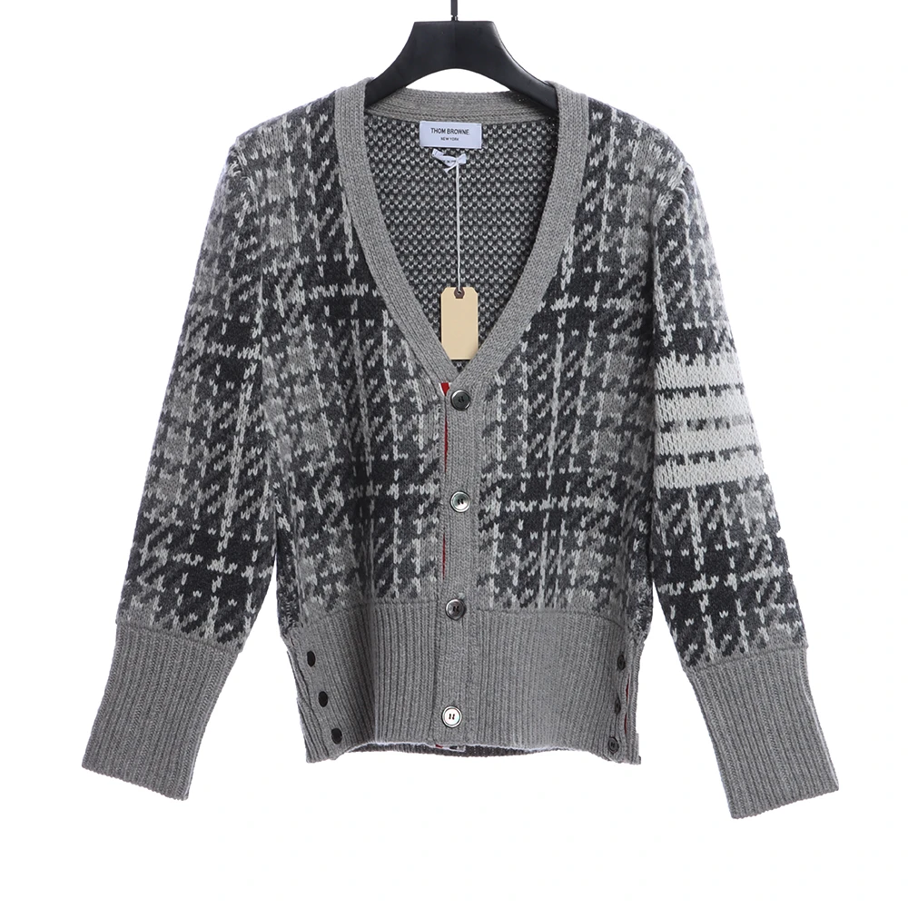 Houndstooth cardigan sweater