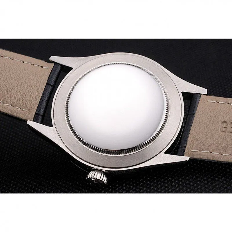 Swiss Cellini White Dial Stainless Steel Case Black Leather Strap