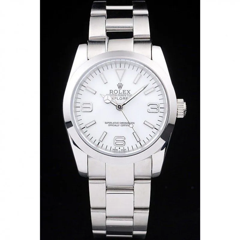 Explorer Polished Stainless Steel White Dial 98086