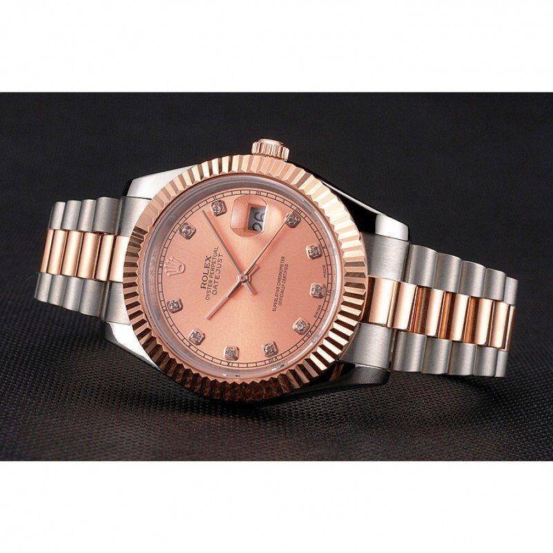 Datejust Rose Gold Dial And Bezel Stainless Steel Case Two Tone Bracelet