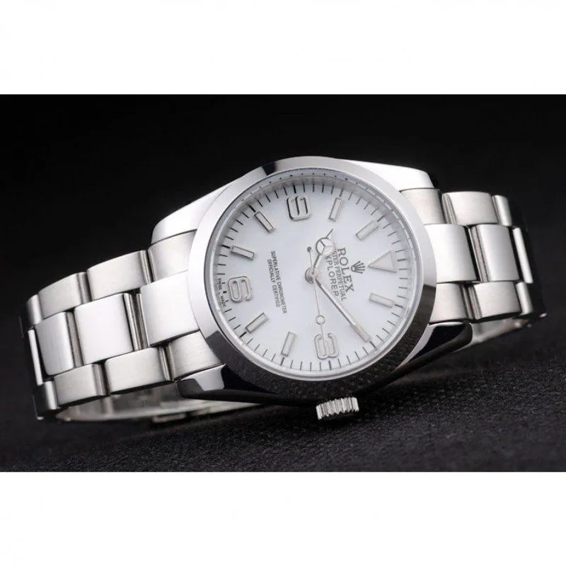 Explorer Polished Stainless Steel White Dial 98086