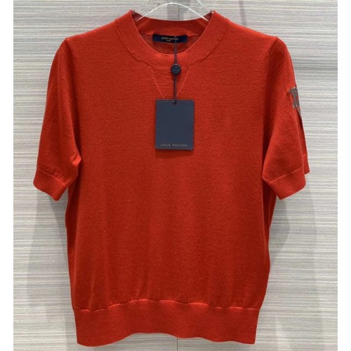 Louis Vuitton Knitted Wool Short-sleeved Sweater Red