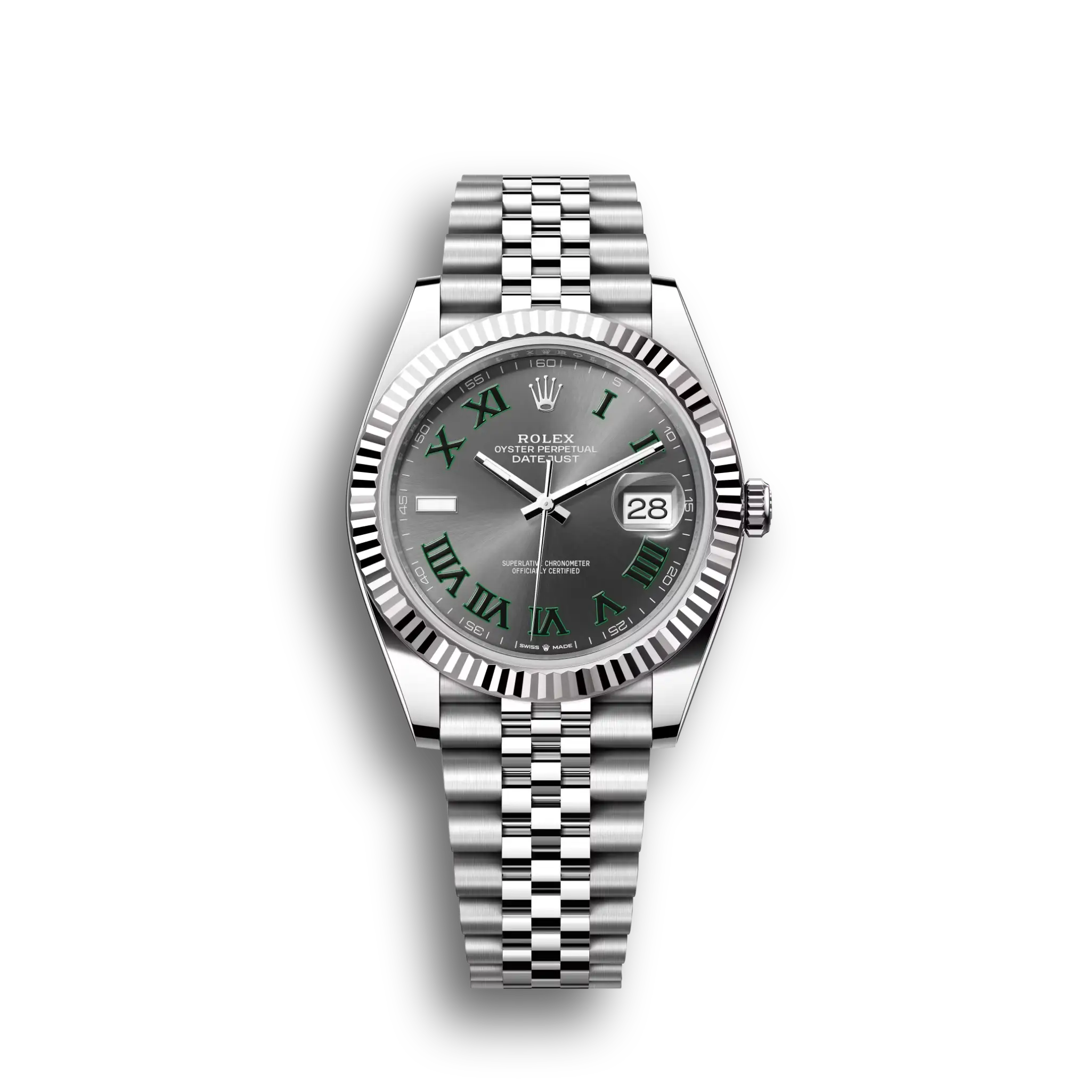 Datejust: Oystersteel and white gold, slate, diamond-set, m126334-0022