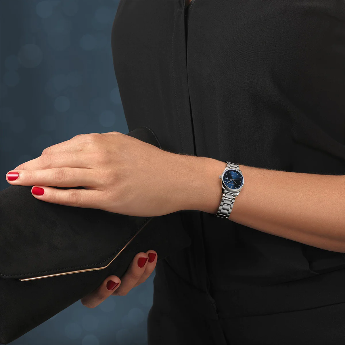 Master 29MM Automatic Sunray Blue Dial Diamond Markers Watch L22574976