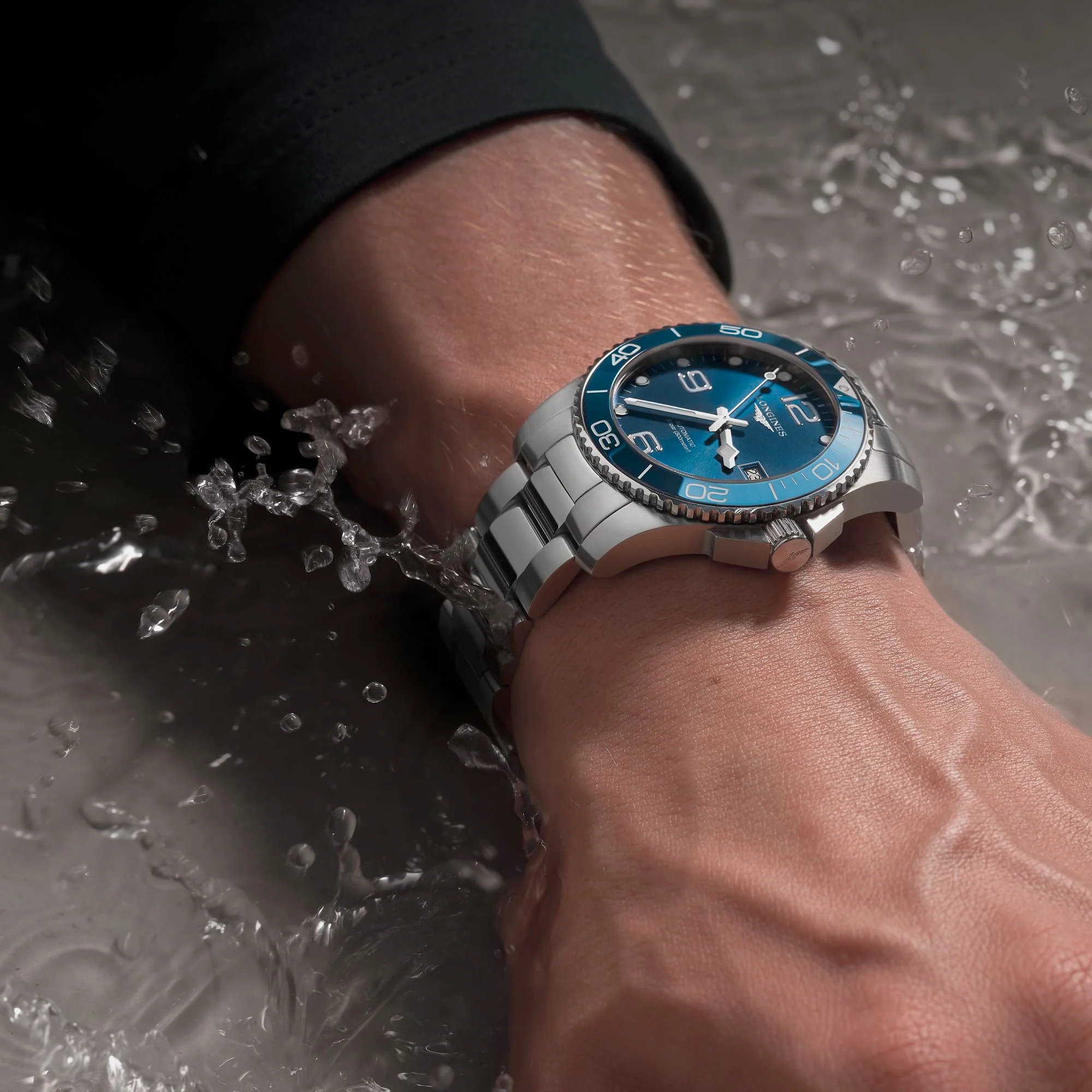 Hydroconquest 41MM Automatic Sunray Blue Dial Ceramic Watch L37814966