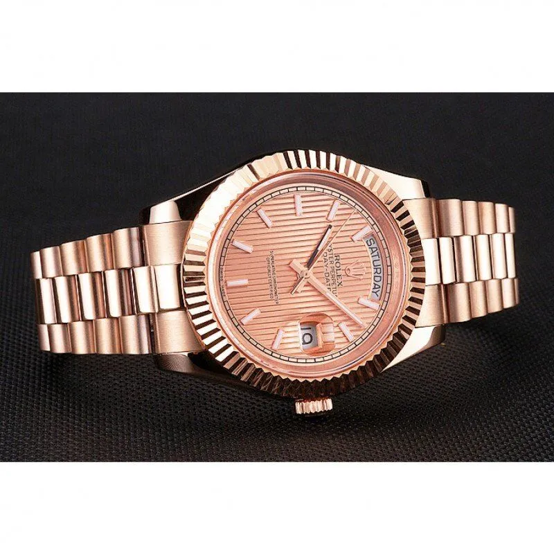 Swiss Day-Date 40 Rose Gold Etched Dial Rose Gold Case And Bracelet