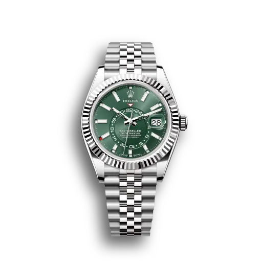 Sky-Dweller: White gold with a mint green dial and a Jubilee bracelet, m336934-0002