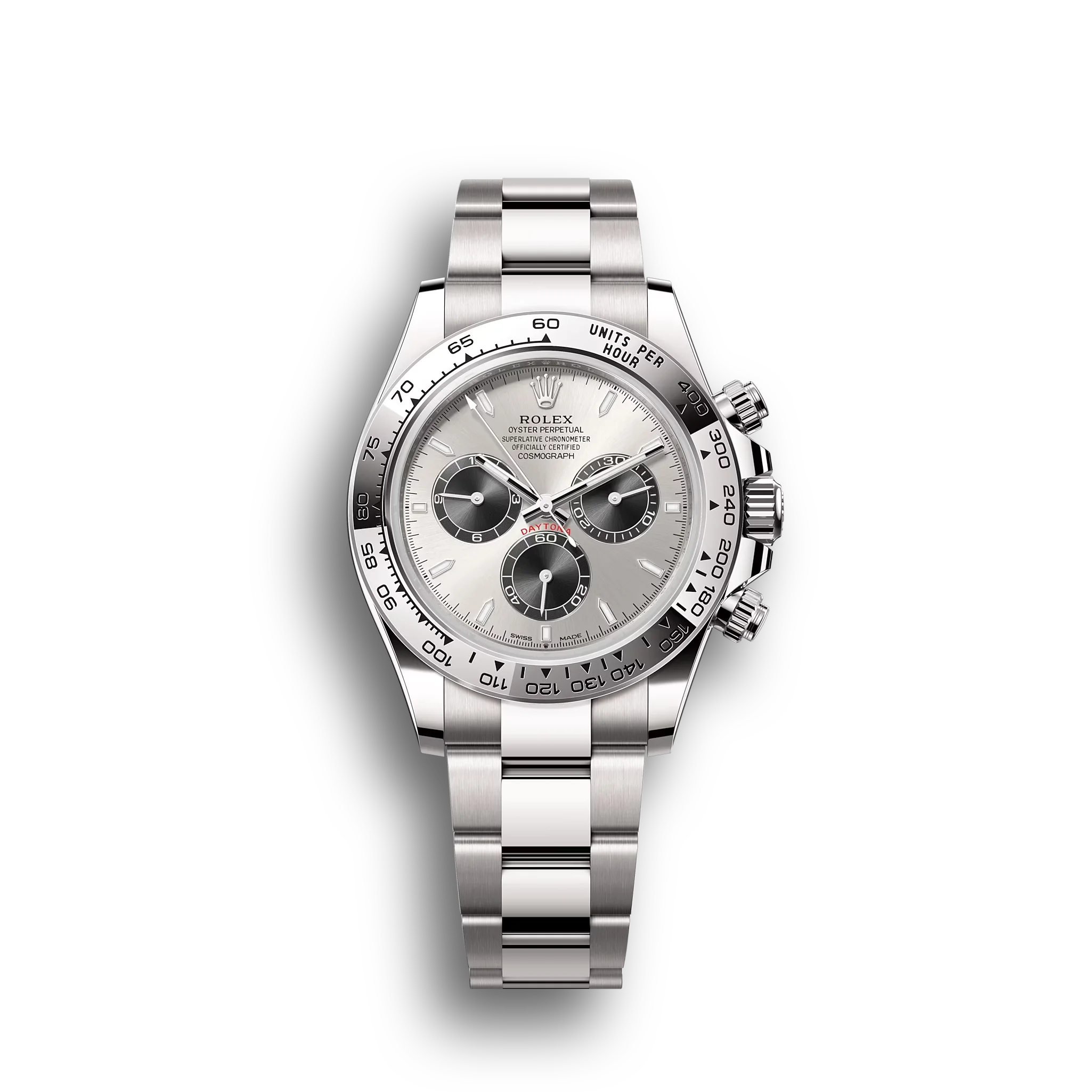 Daytona Cosmograph: Oyster, white gold, steel and bright black dial, Oyster bracelet, m126509-0003