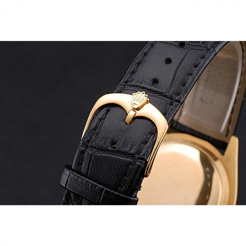 Cellini Black Dial Gold Case Black Leather Strap 622832