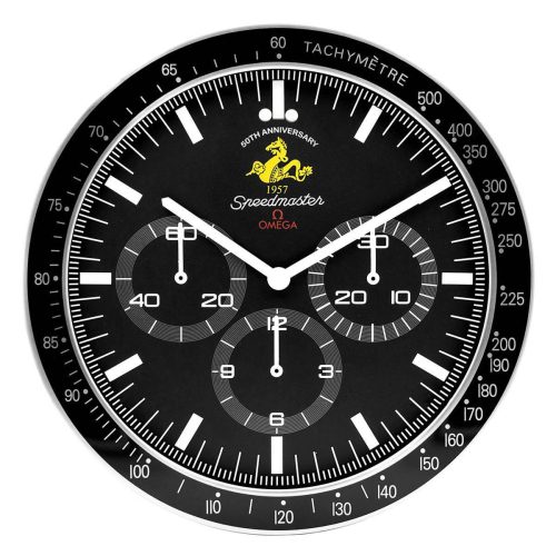 speedmaster moonwatch wall clock 50th anniversary silver