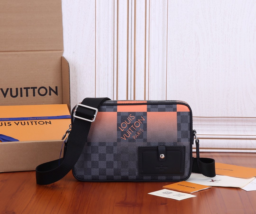 Original  Louis Vuitton N40421 Alpha Messenger Orange Damier Graphite Giant Coated Canvas