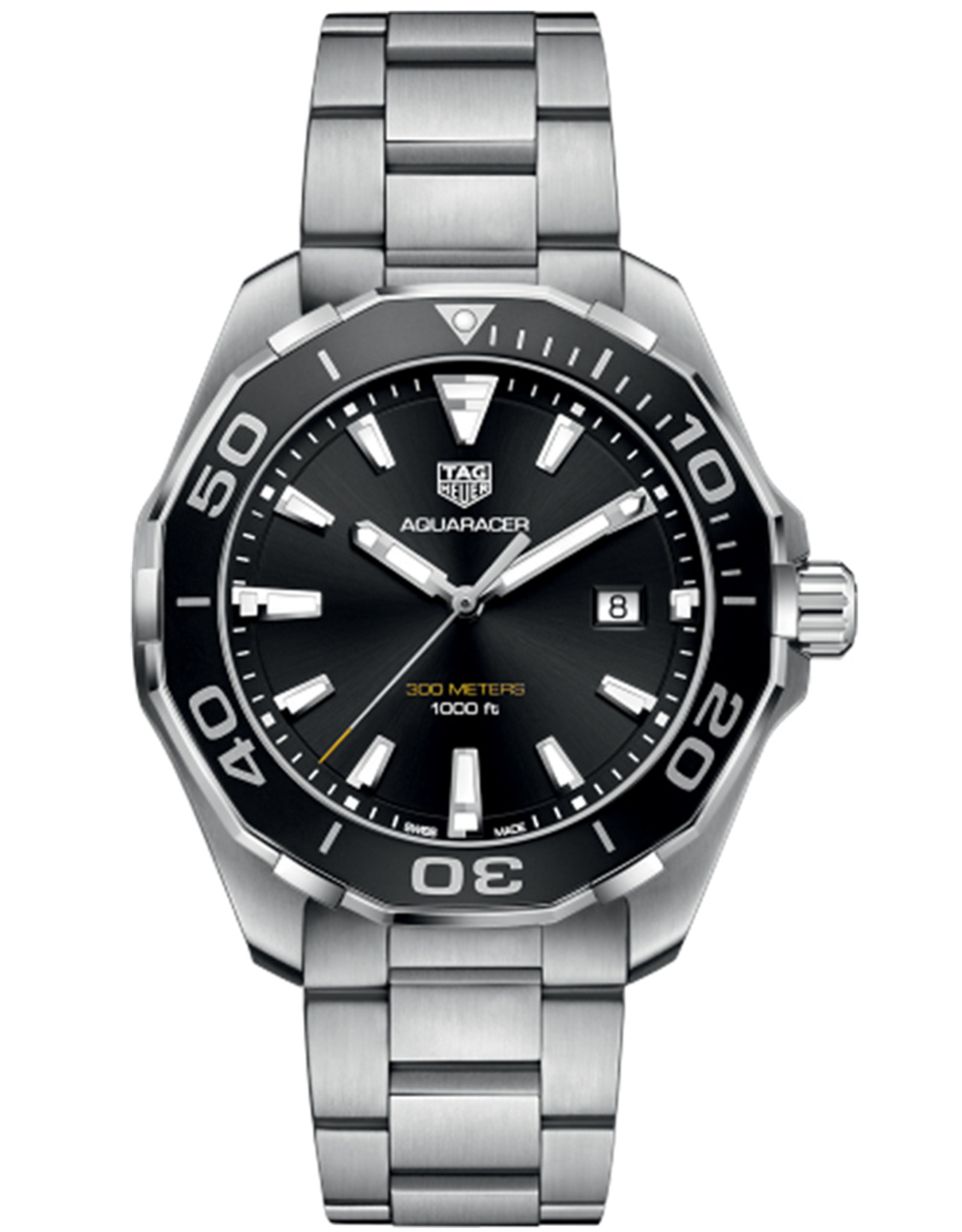 Aquaracer Opaline Black Dial Men's Watch WAY101A.BA0746 43 MM