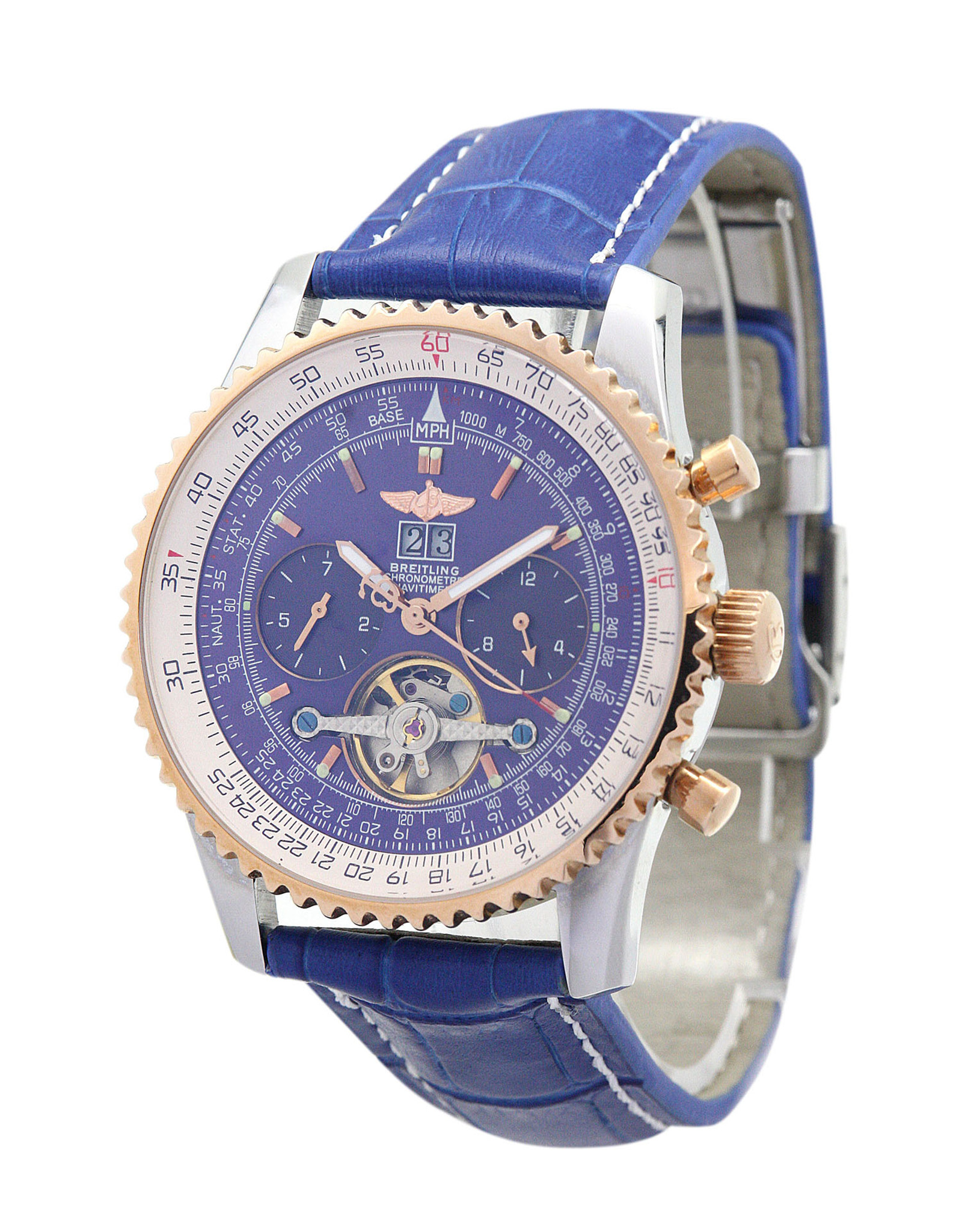 Navitimer World Blue Dial Leather Strap A24322