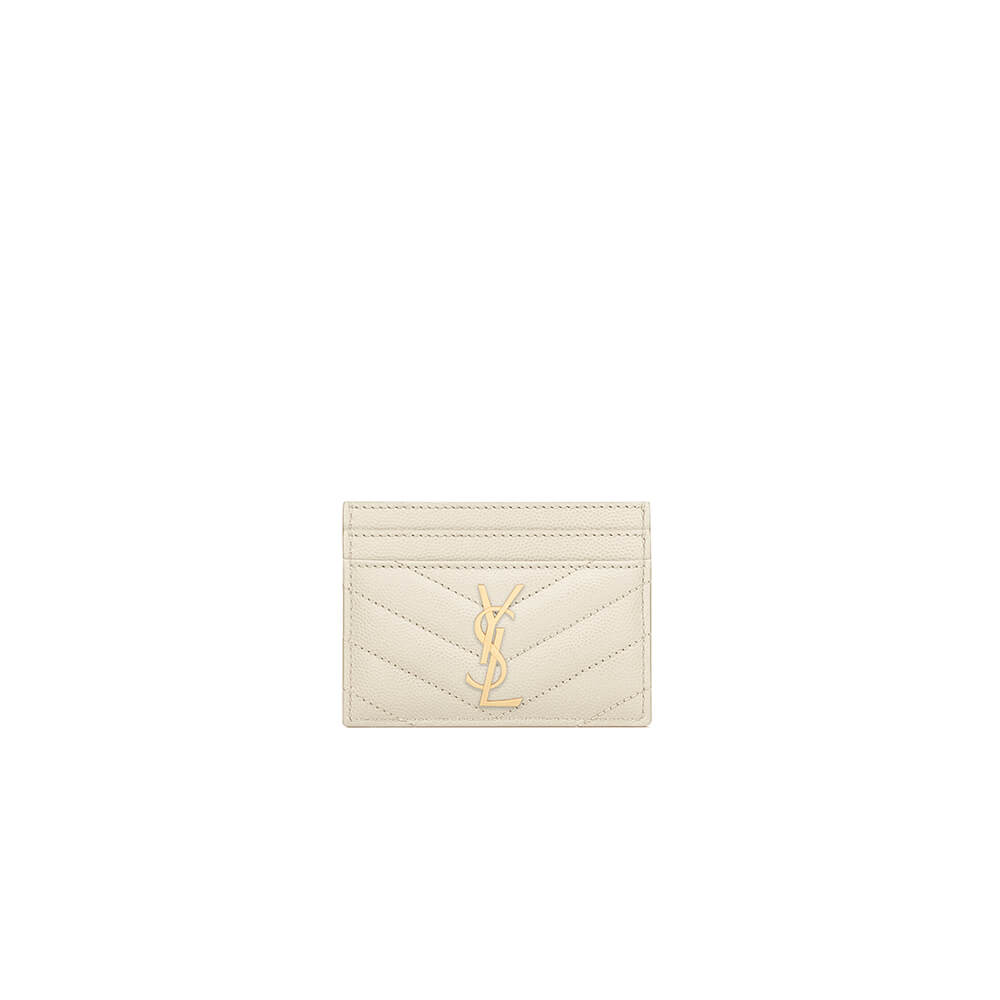 YSL CASSANDRE MATELASSÉ CARD CASE IN GRAIN DE POUDRE EMBOSSED LEATHER