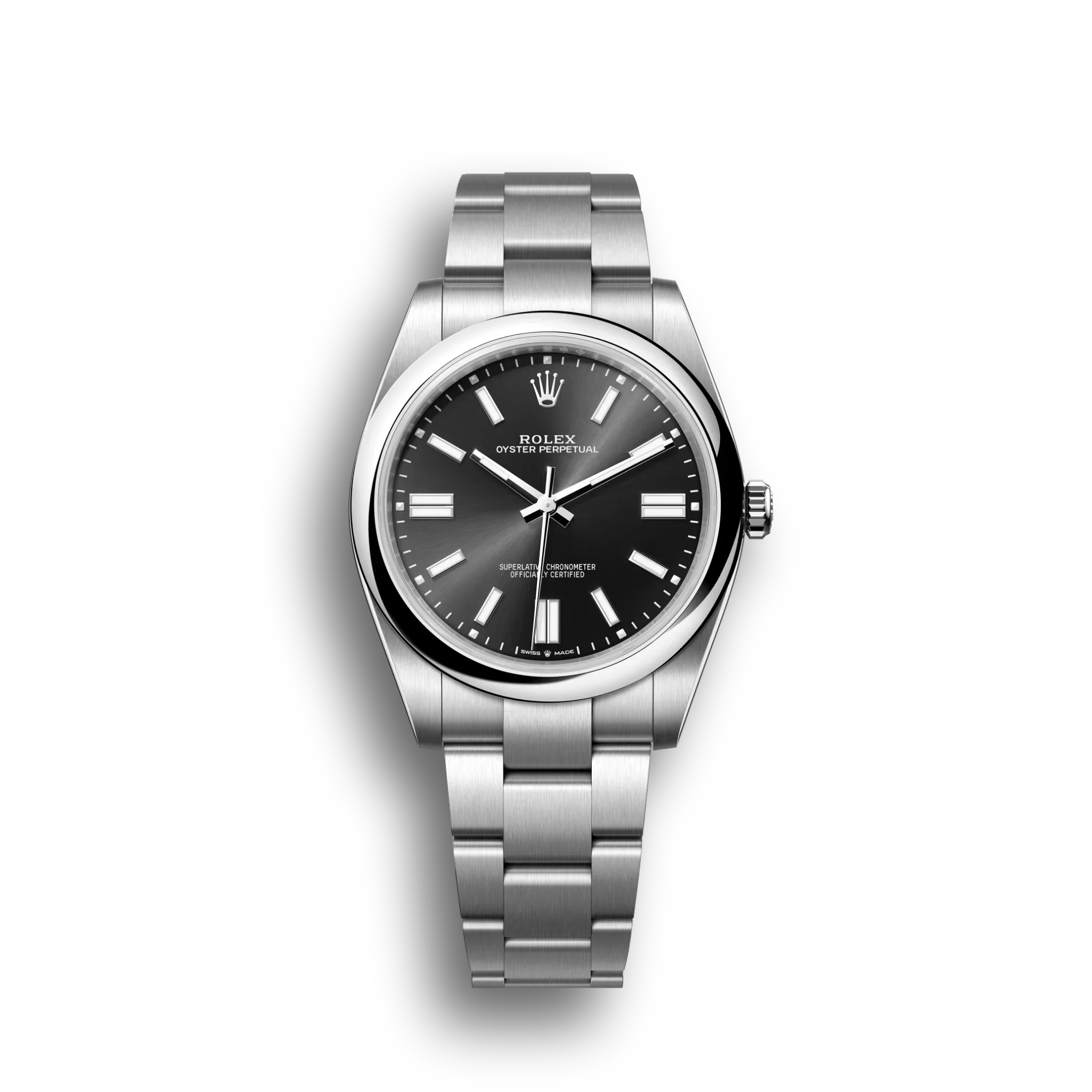 Oyster Perpetual: bright black dial, Oyster bracelet, m124300-0002