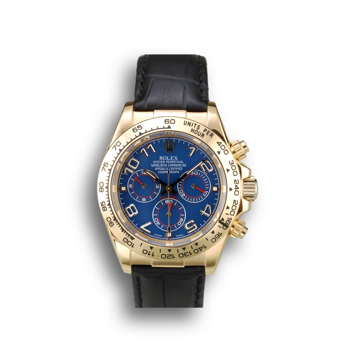 Daytona Gold Case Blue Dial Black Leather Strap