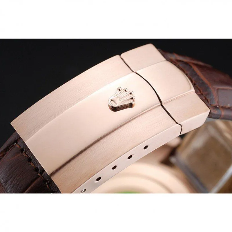 Cosmograph Daytona Brown Dial Rose Gold Case Brown Leather Bracelet 1454243