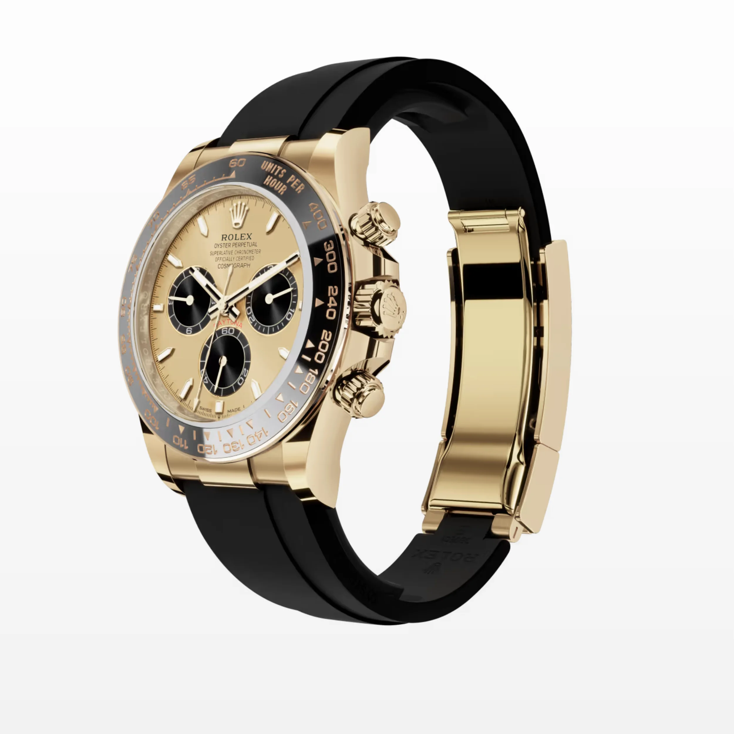 Daytona Cosmograph: Oyster, Yellow gold, Golden and bright black dial, m126518ln-0012