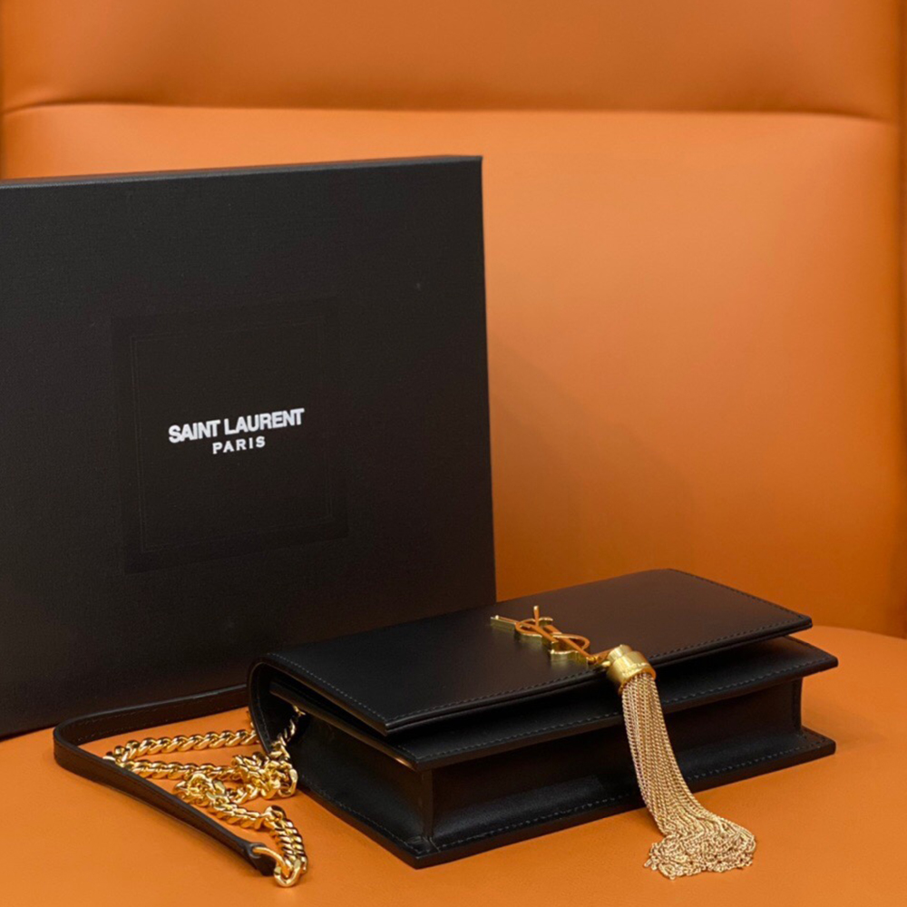 YSL SAINT LAURENT BLACK ‘KATE’ SHOULDER BAG