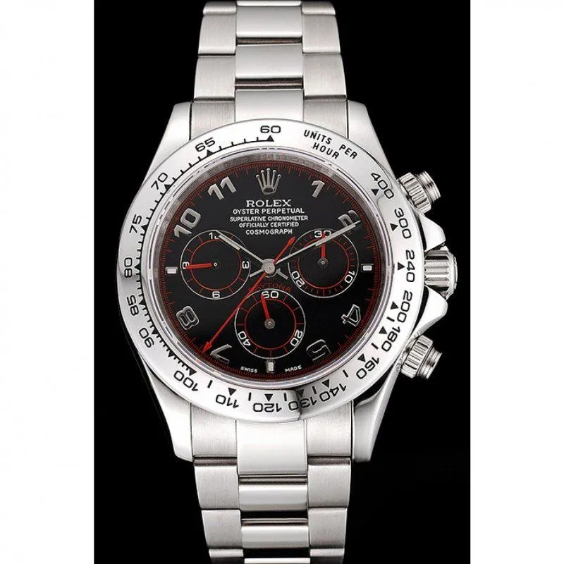 Swiss Daytona Stainless Steel Bracelet Black Dial 80296