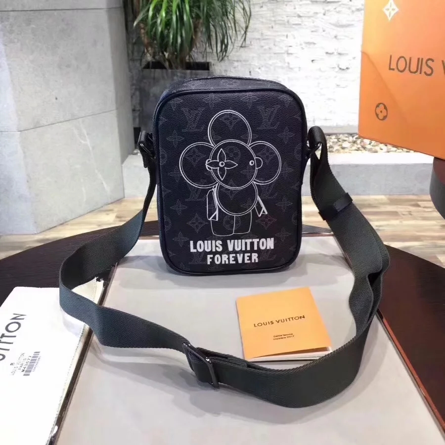 Original  Louis Vuitton Danube PM Vivienne Monogram Eclipse Forever Black Canvas Messenger Bag