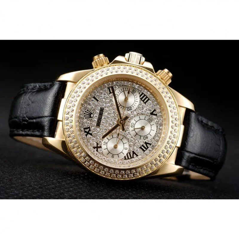 Daytona Lady Gold Case Crystal Studded Bezel Crystal Studded Dial 98238