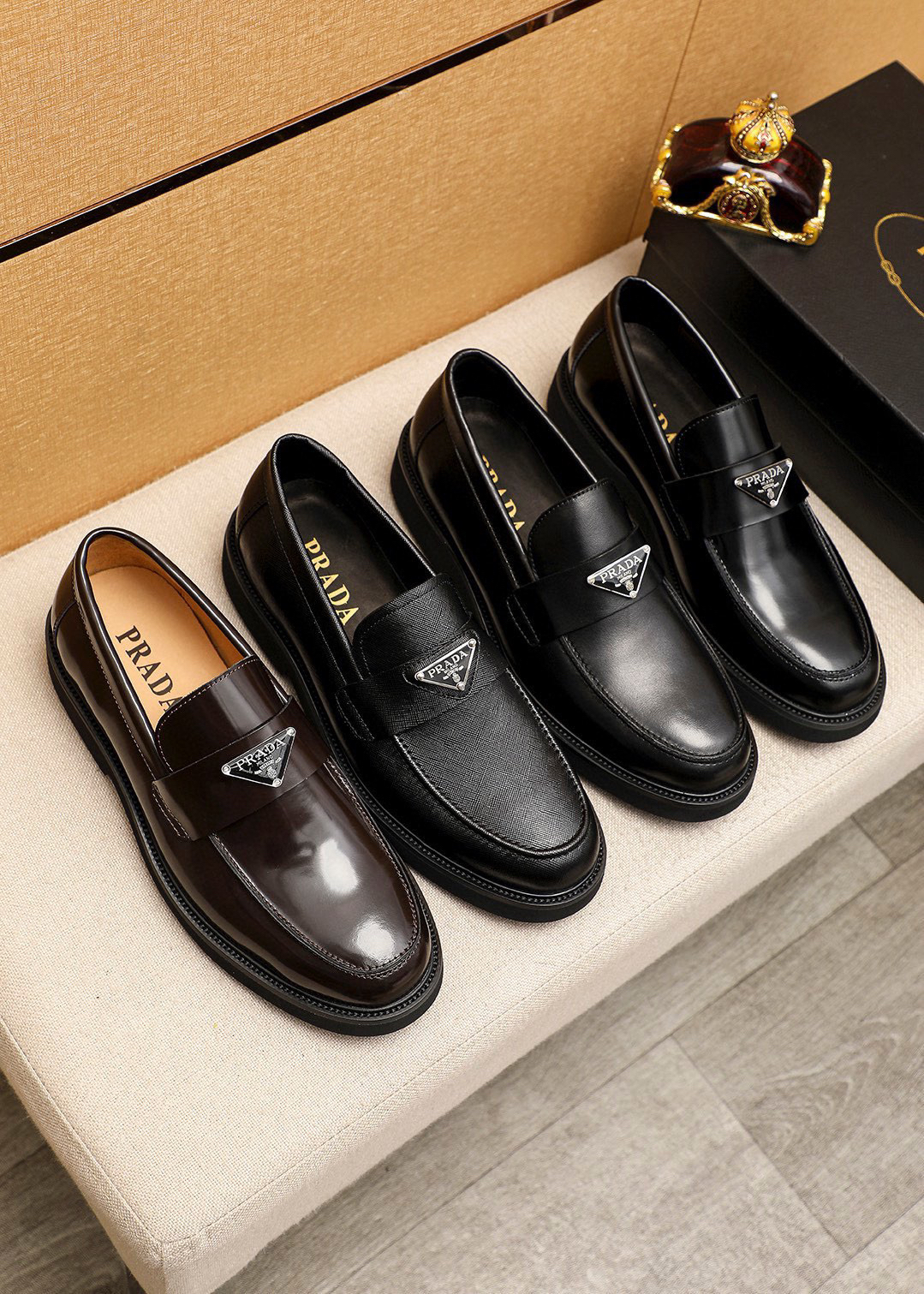 Prada men's leather shoes-56