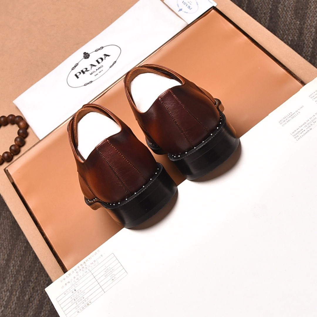 Prada men's leather shoes-15