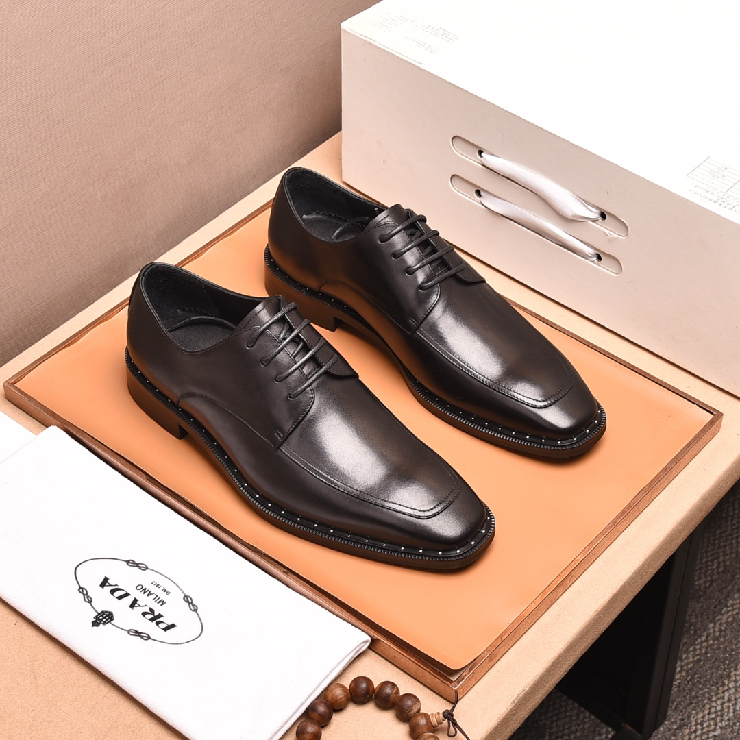 Prada men's leather shoes-10