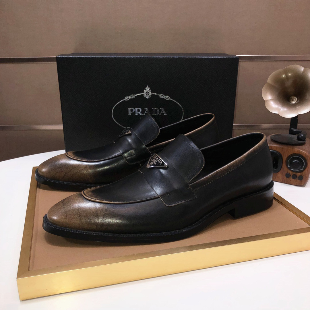 Prada men's leather shoes-34