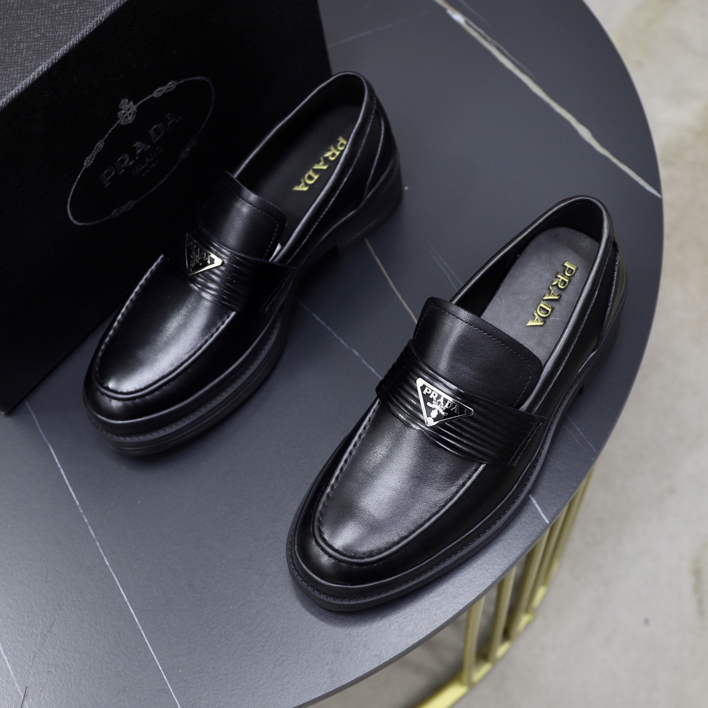 Prada men's leather shoes-67