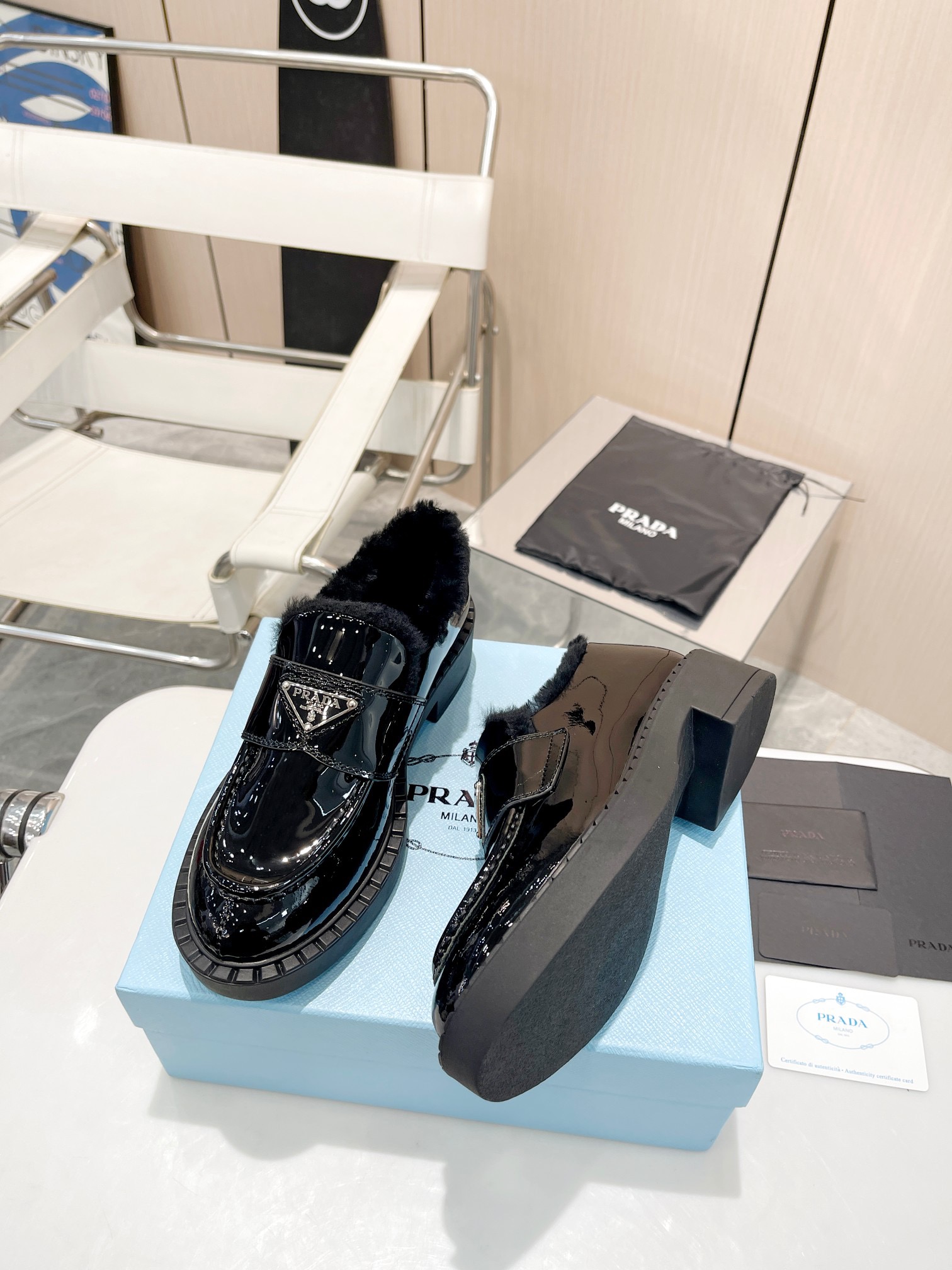 Prada men's leather shoes-8