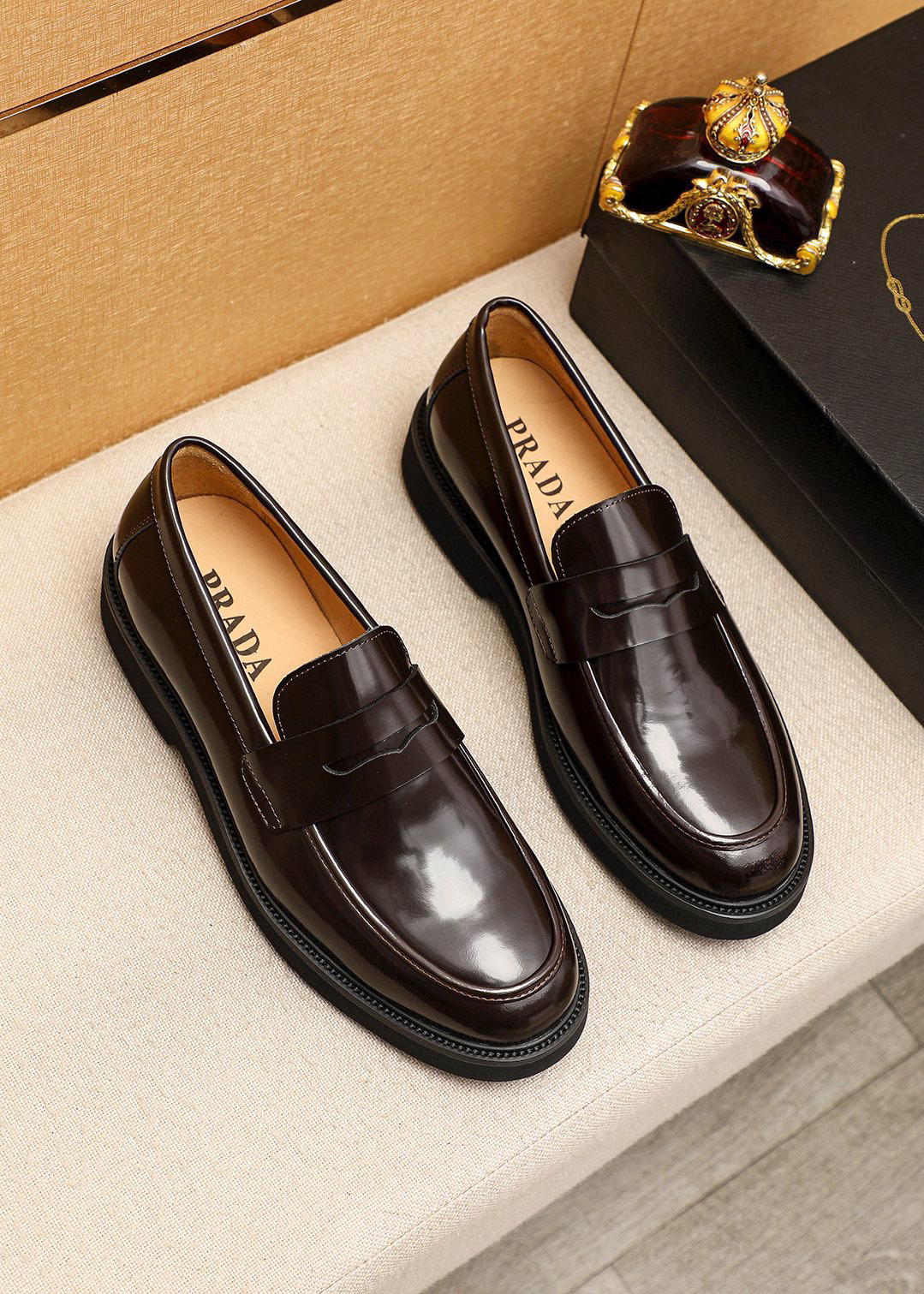 Prada men's leather shoes-53