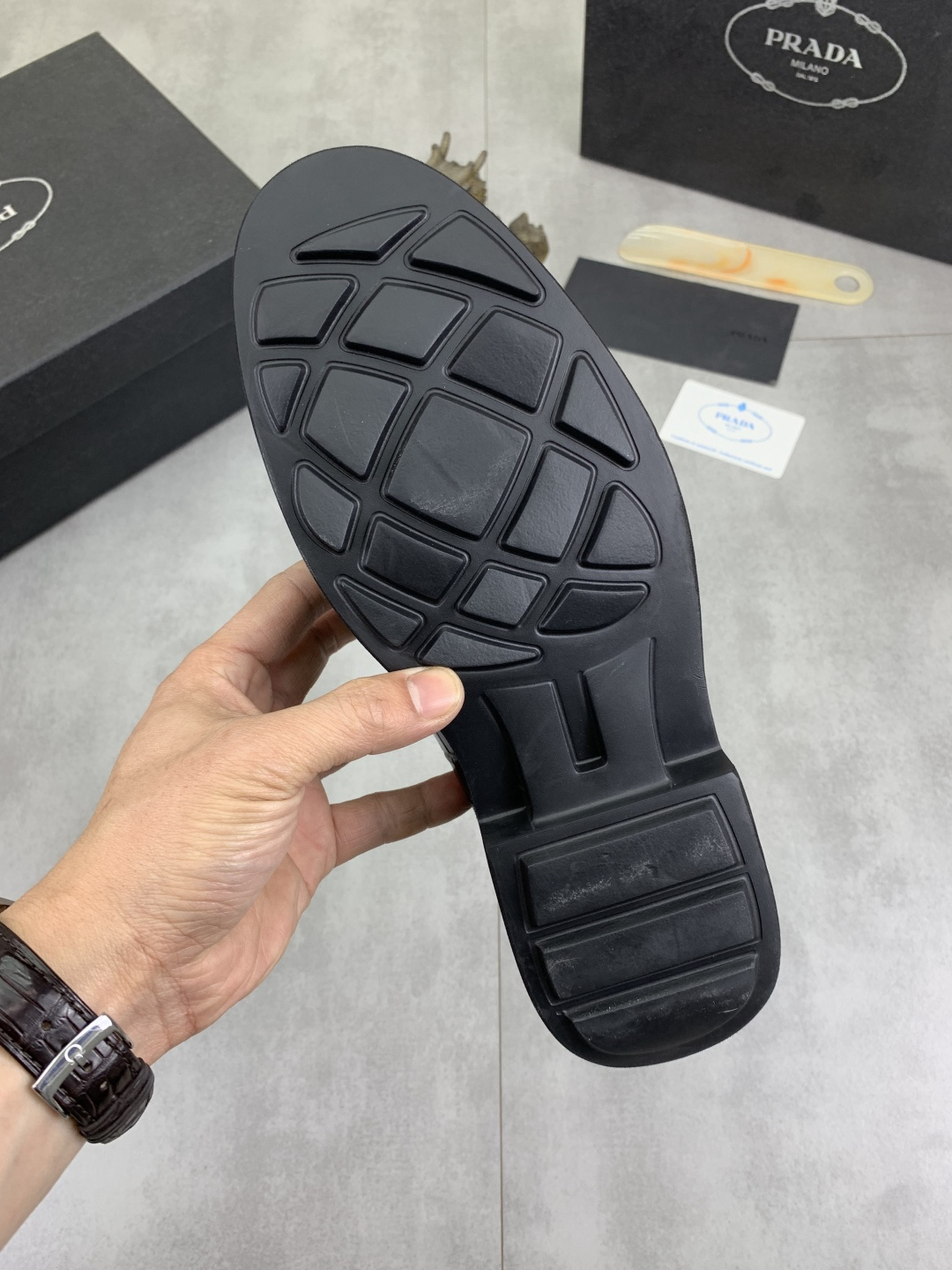 Prada men's leather shoes-13