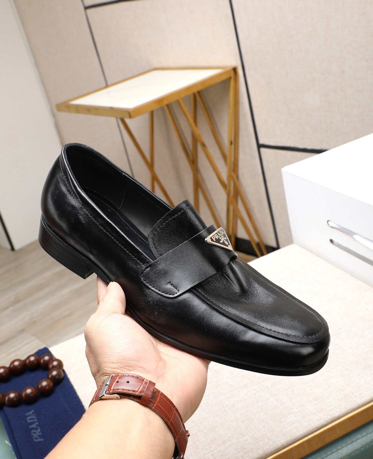 Prada men's leather shoes-61