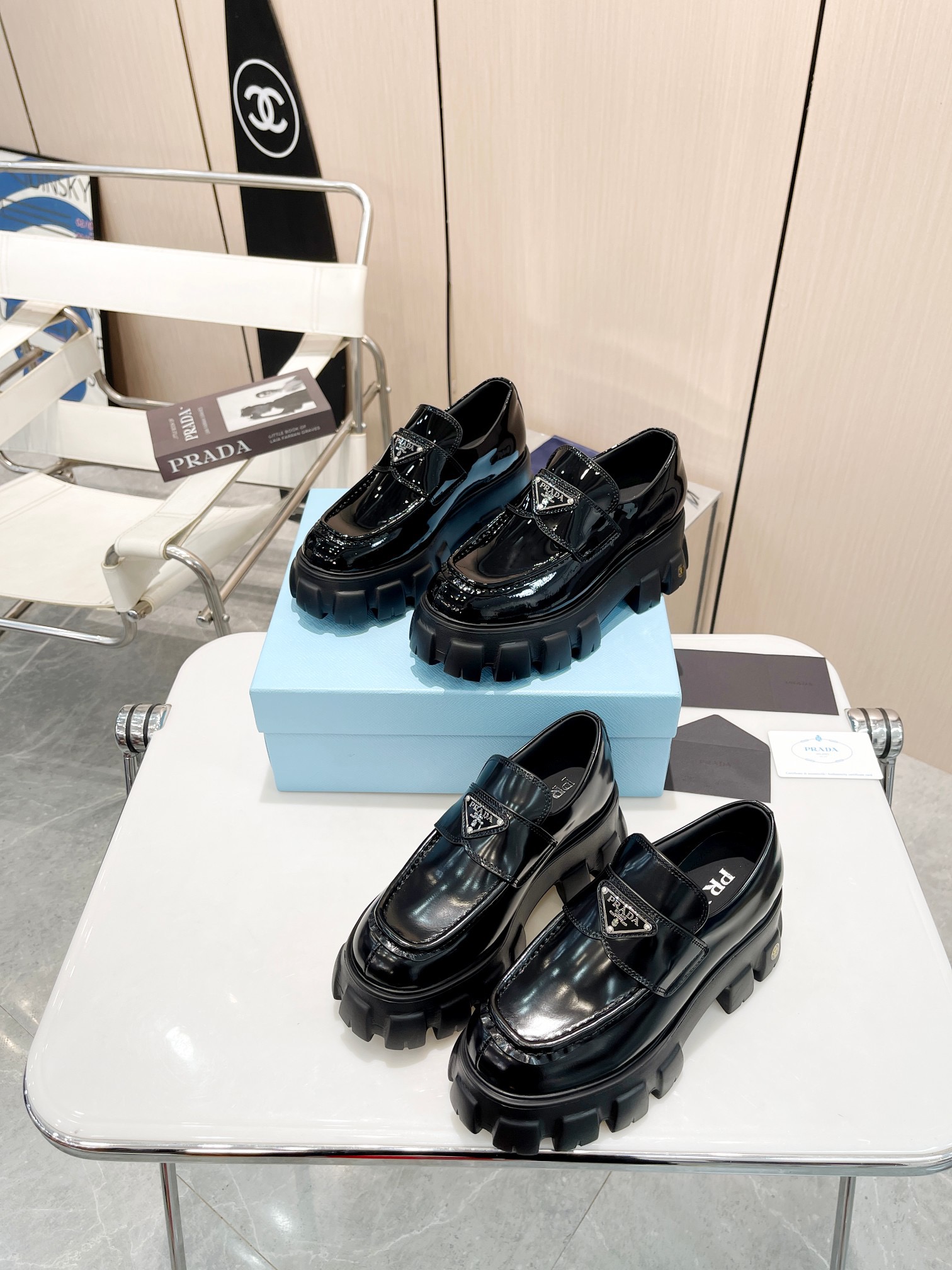 Prada women's leather shoes-8