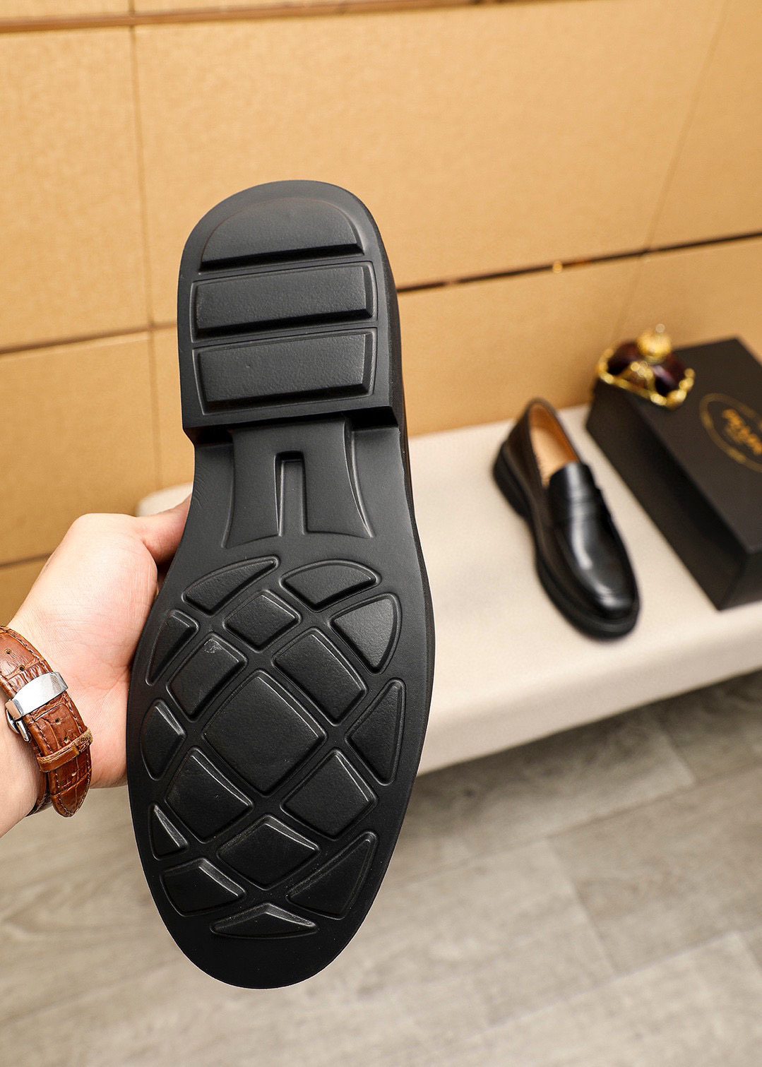 Prada men's leather shoes-55