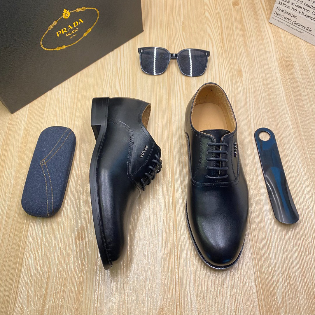 Prada men's leather shoes-4