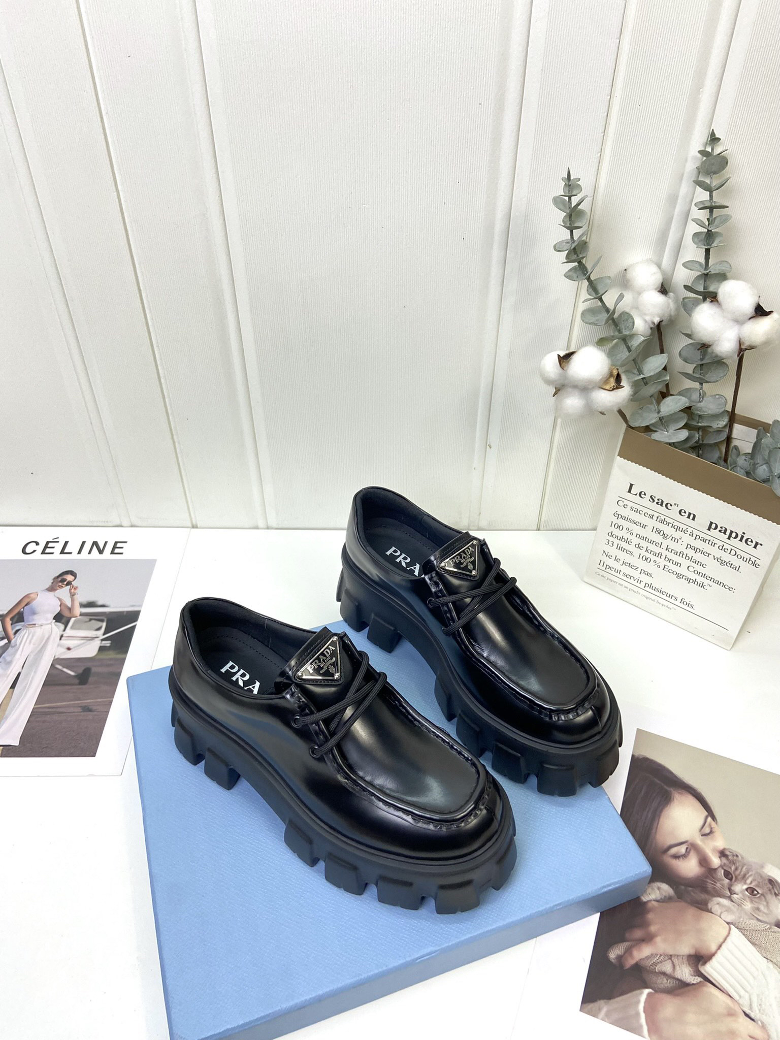 Prada women's leather shoes-1