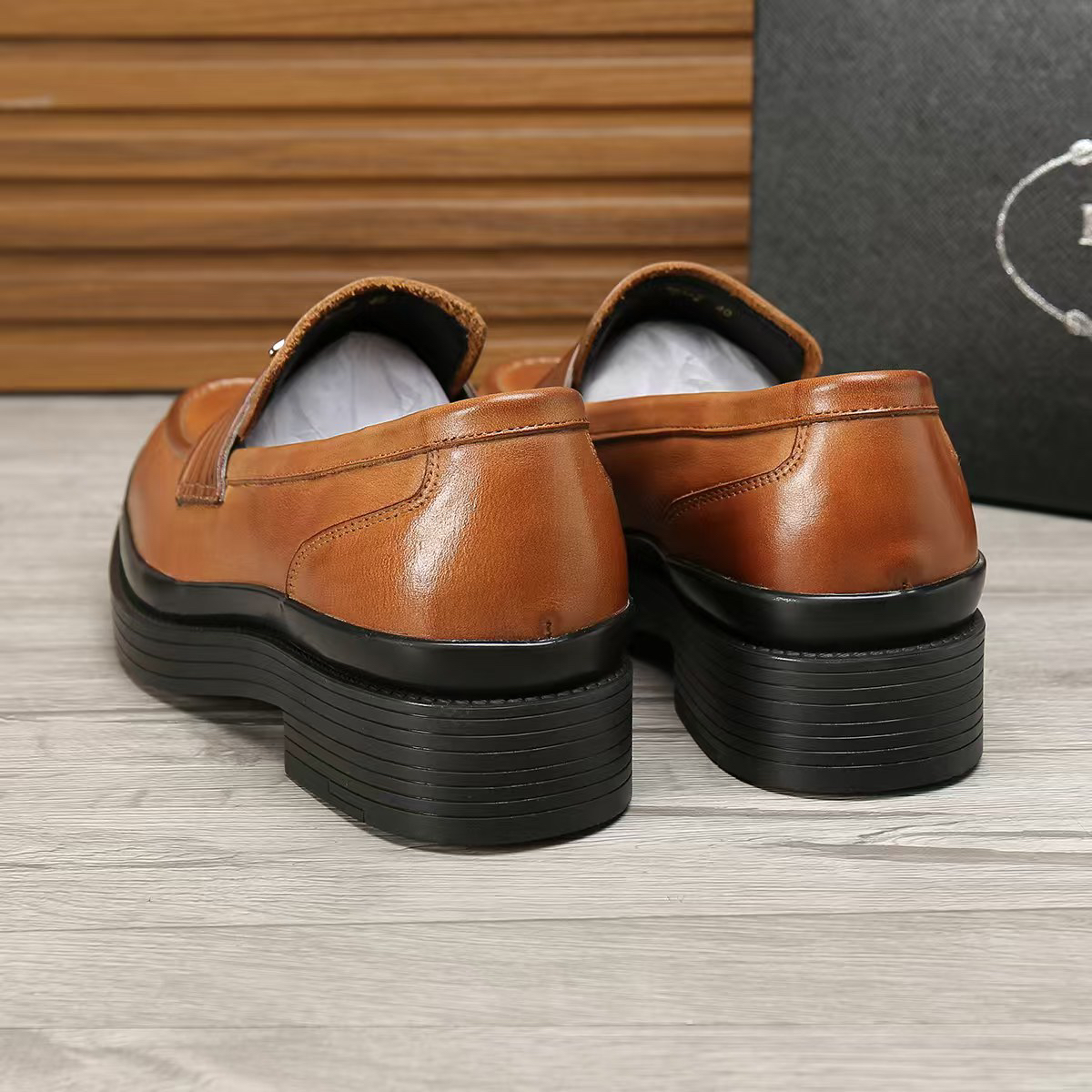 Prada men's leather shoes-2