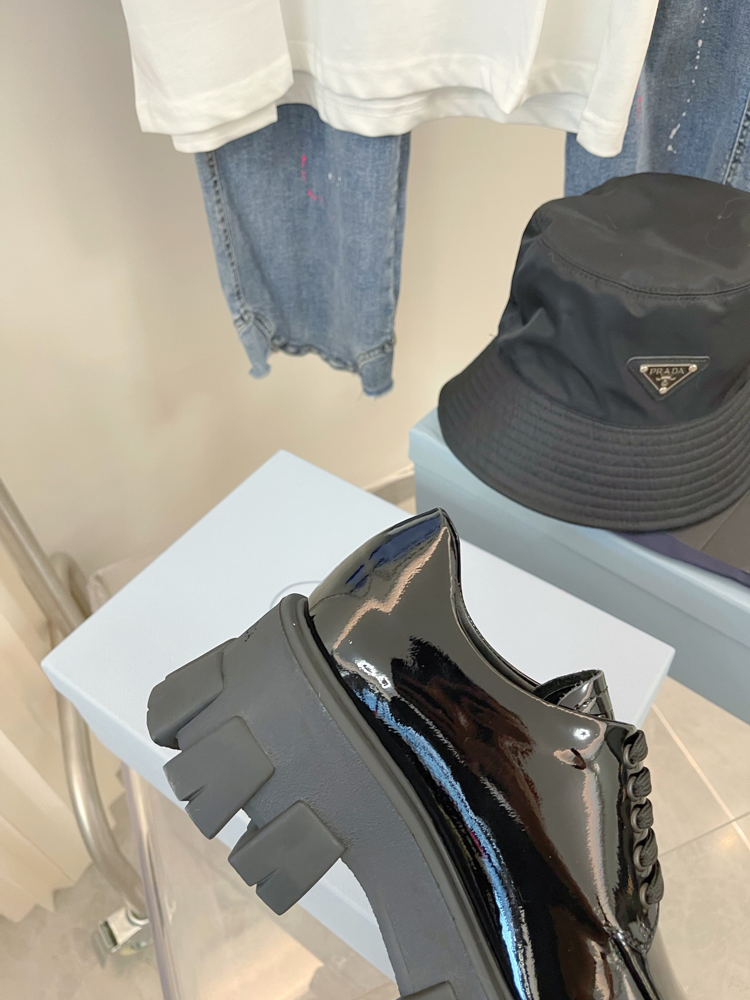 Prada men's leather shoes-11