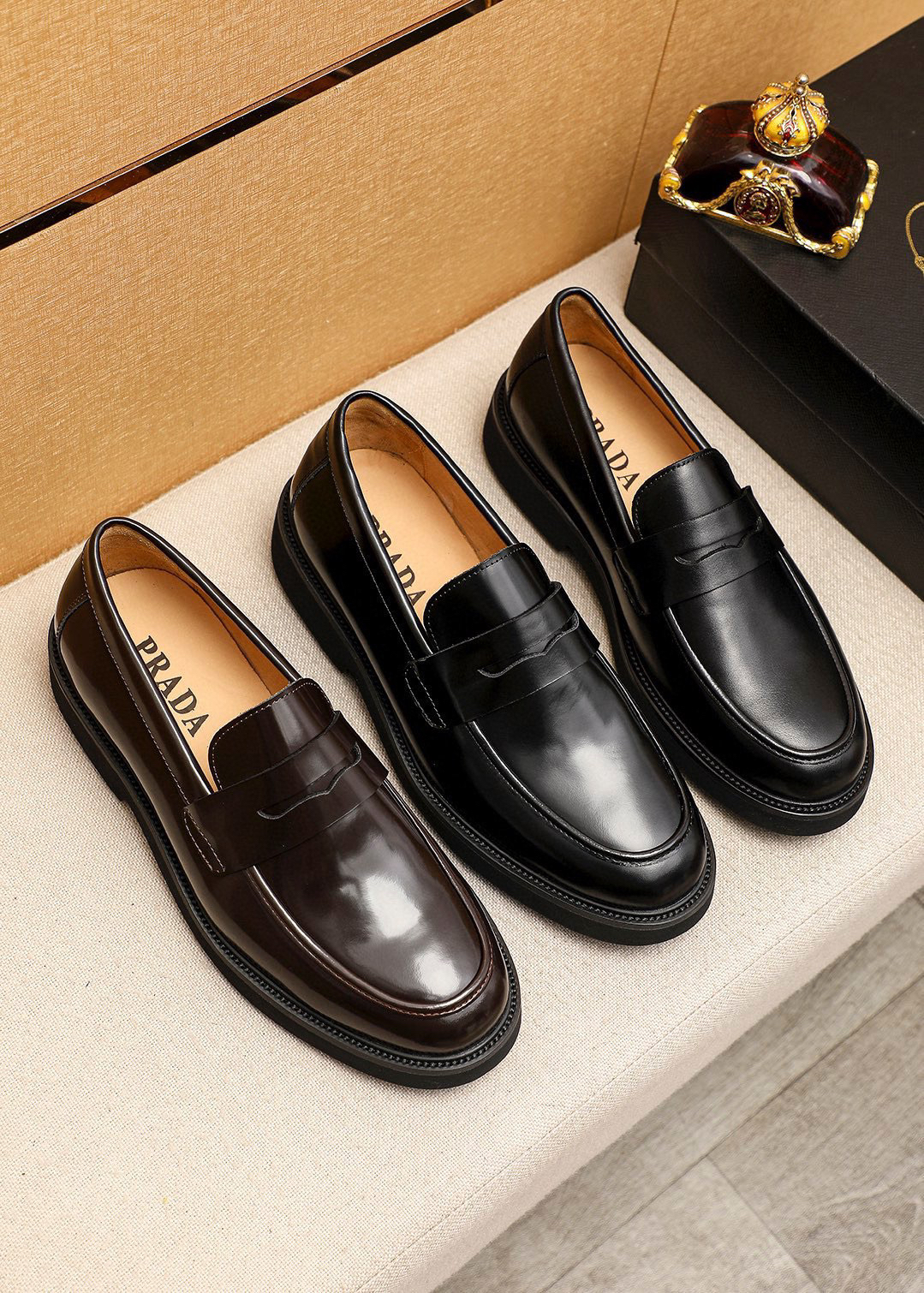 Prada men's leather shoes-52