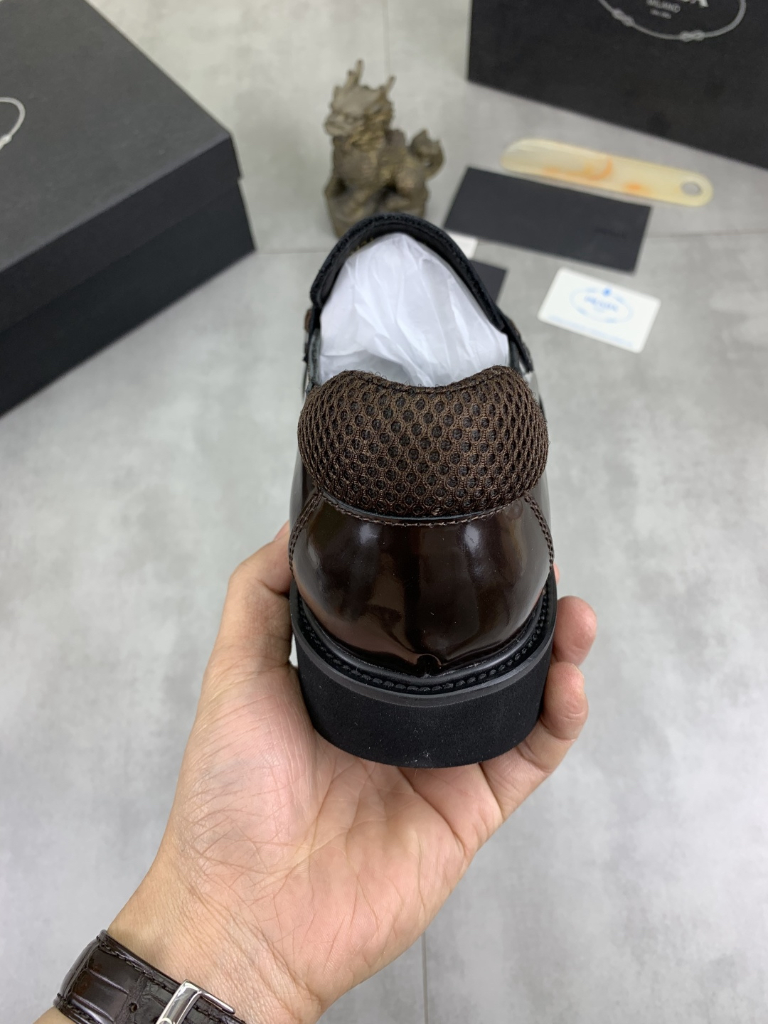 Prada men's leather shoes-22