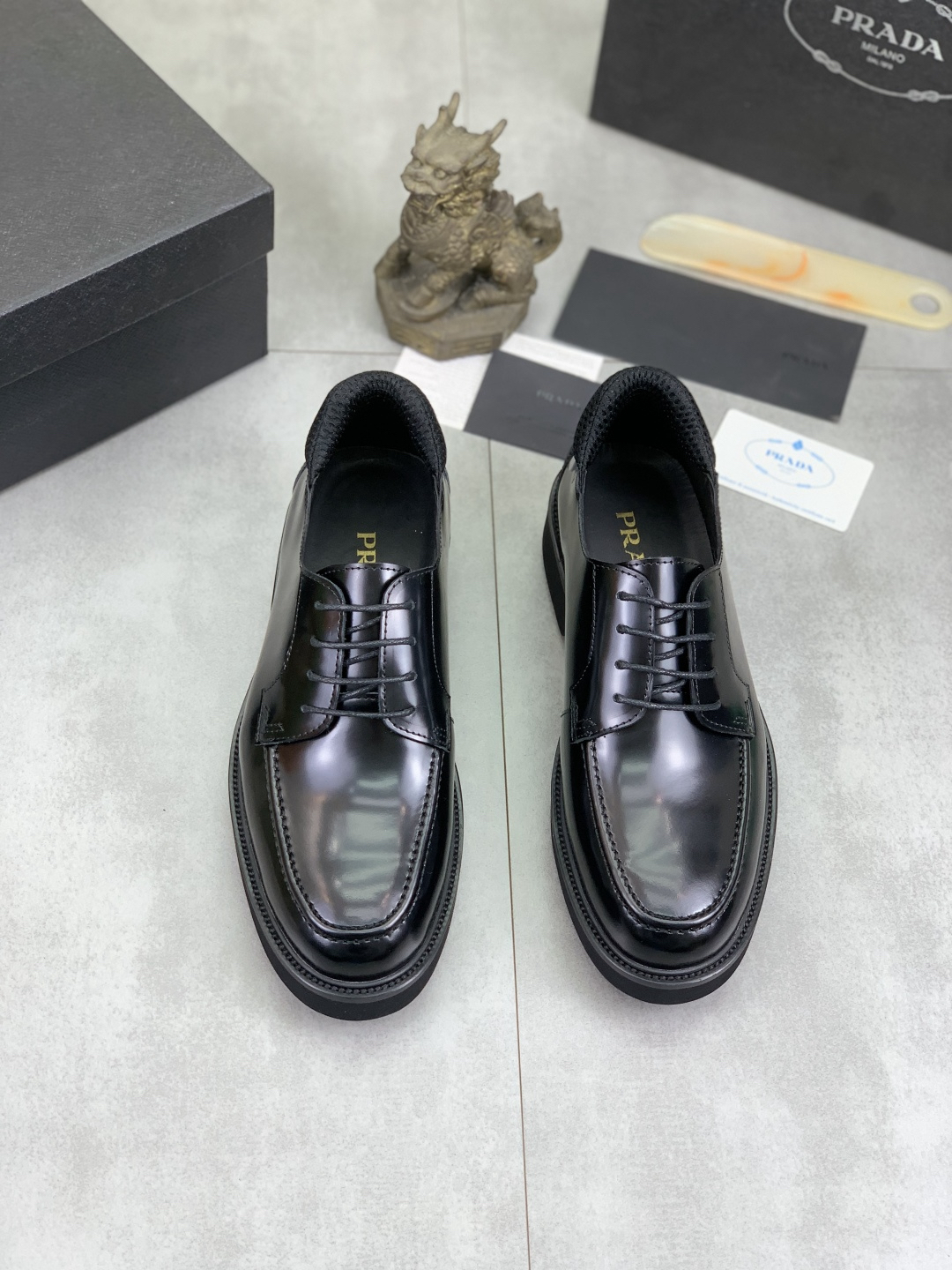 Prada men's leather shoes-12