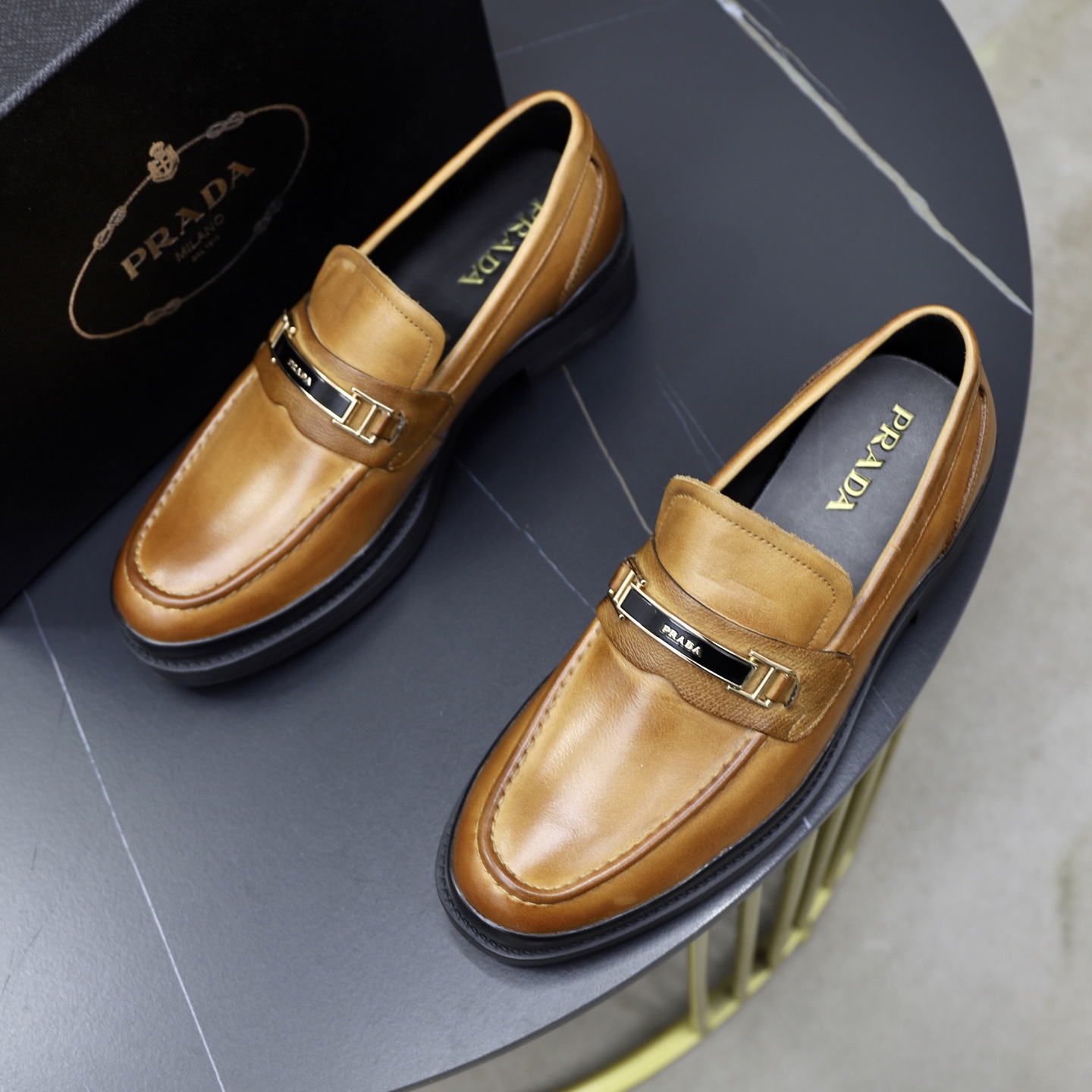 Prada men's leather shoes-66