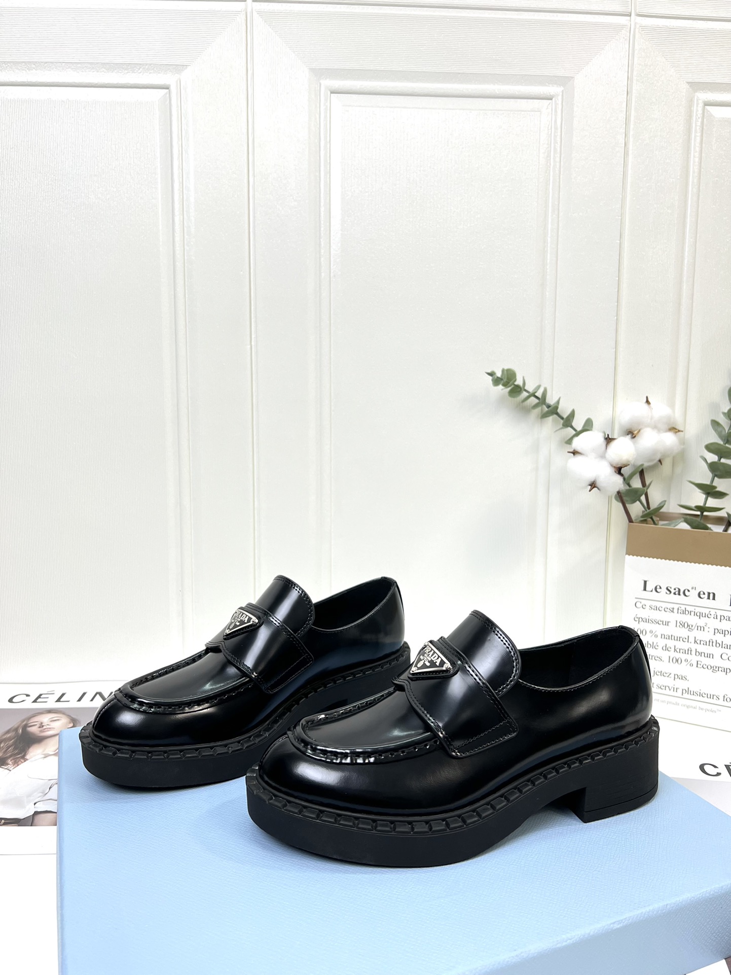 Prada women's leather shoes-27