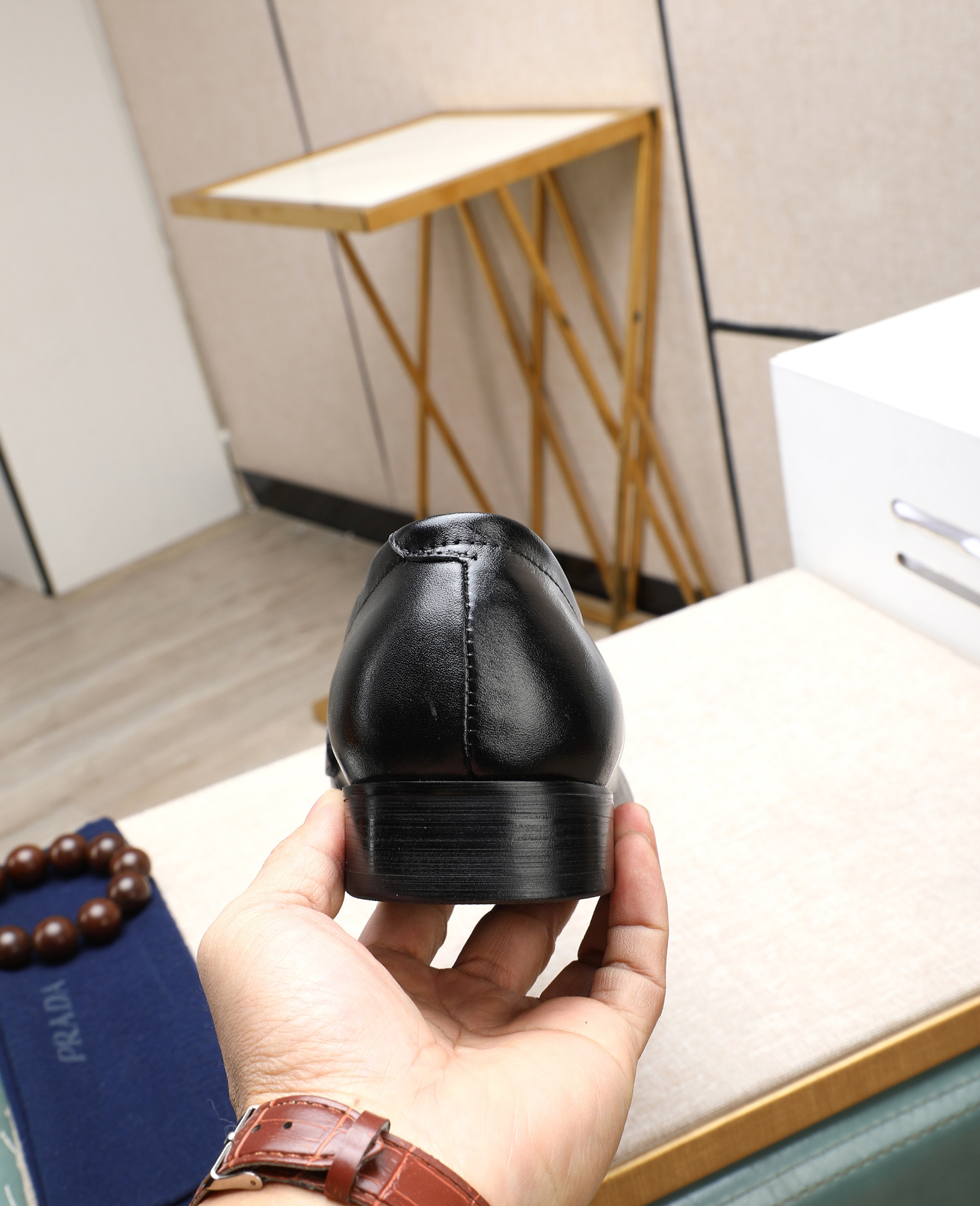 Prada men's leather shoes-61