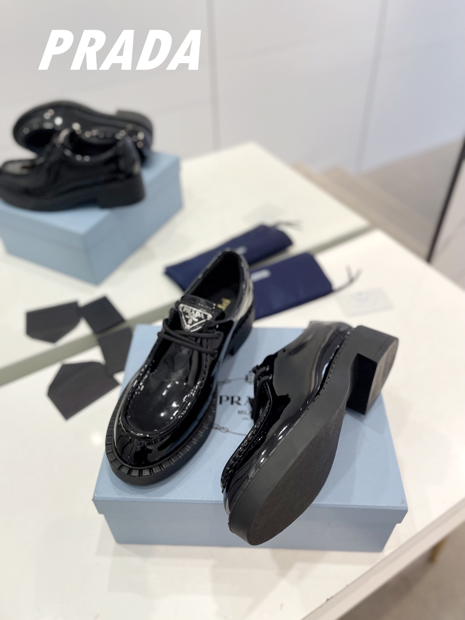 Prada men's leather shoes-3