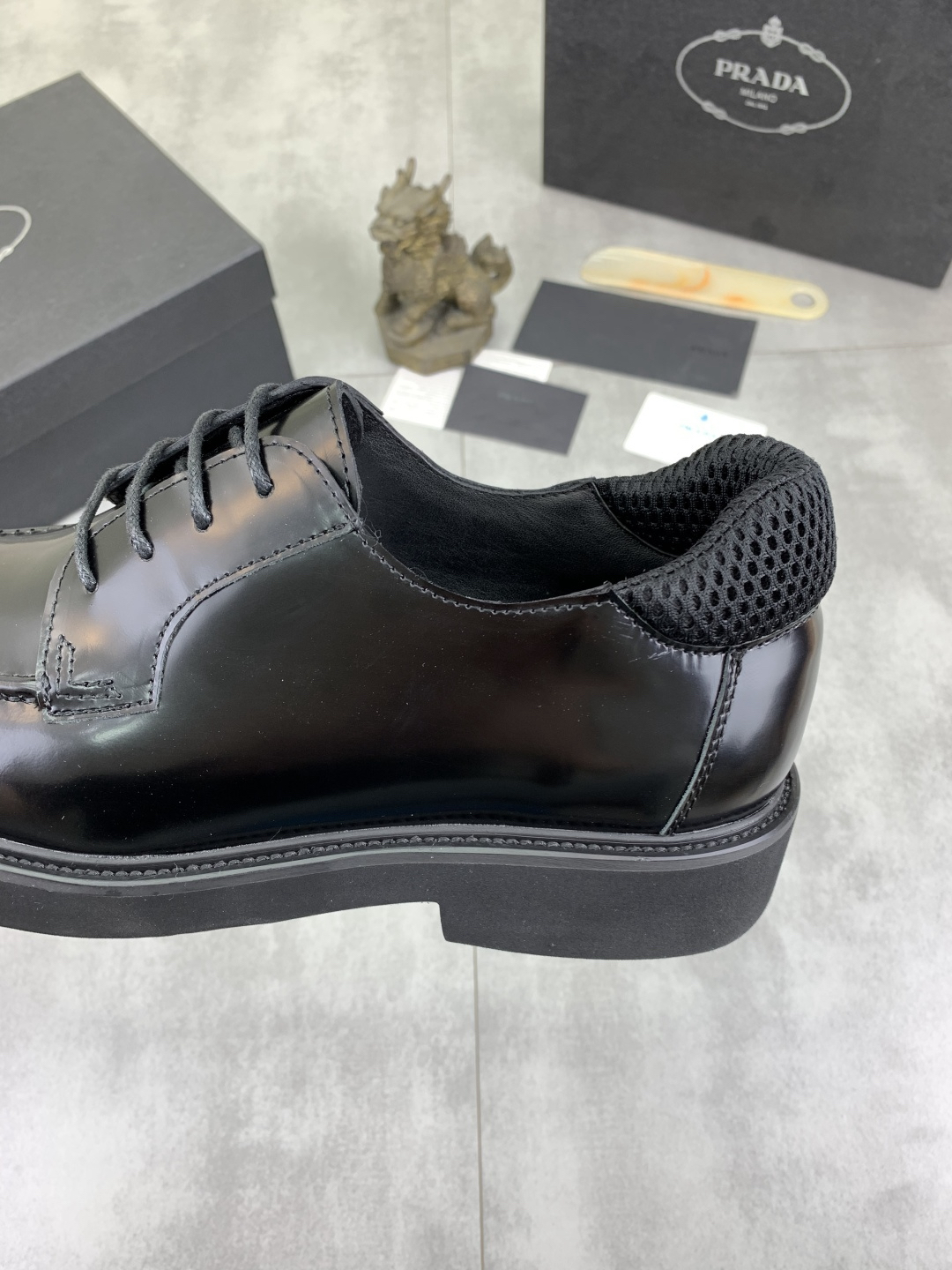 Prada men's leather shoes-12