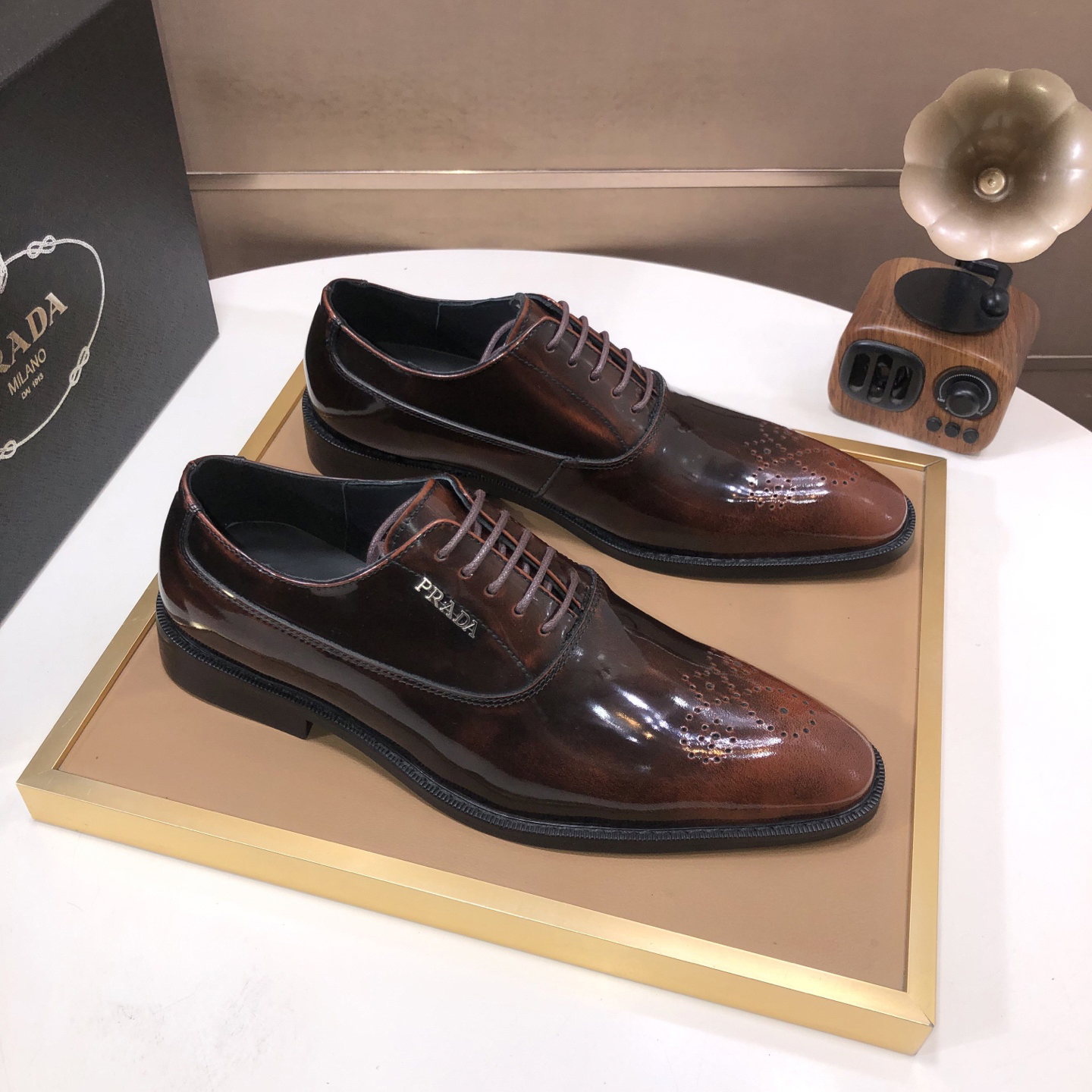 Prada men's leather shoes-49